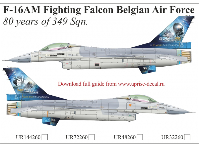 Декаль для F-16AM Fighting Falcon Belgian Air Force 80 Years of 349 sqn