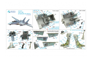 3D Декаль интерьера кабины F-14D (Trumpeter)