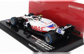 HAAS F1 Vf-21 Ferrari 065/6 Team Uralkali №47 Belgium Gp (2021) Mick Schumacher, White Blue Red