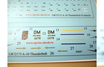Декаль для A-10A Thunderbolt с тех. надписями