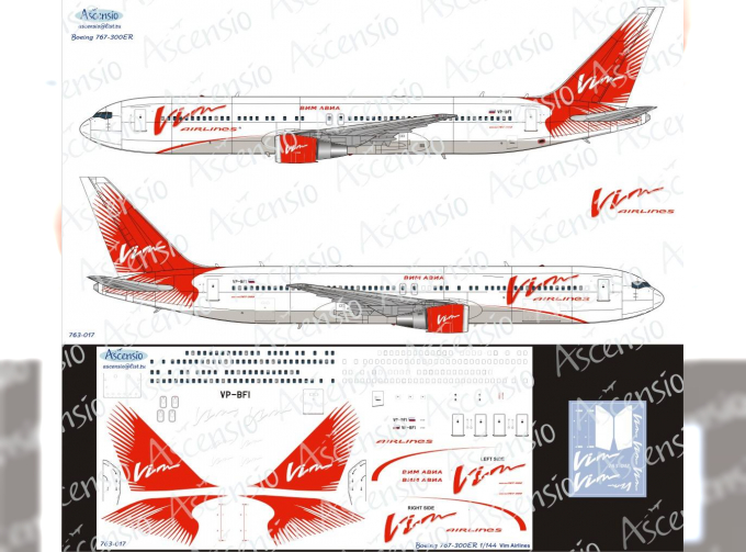 Декаль на самолет боенг 767-300 (VIM Airlines)