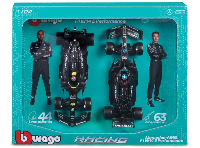 MERCEDES-BENZ №44 Amg Petronas F1 W14 E Lewis Hamilton + MERCEDES-BENZ #63 George Russell (2023)