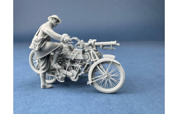 Сборная модель фигура, британский мотоциклист заводит мотоцикл