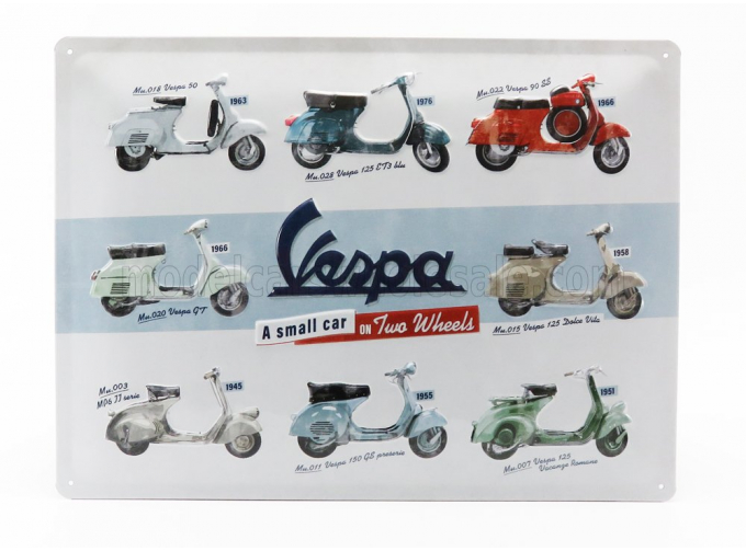 ACCESSORIES 3d Metal Plate - Piaggio Vespa Collage, White Red Blue