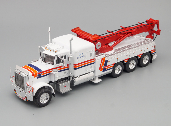 PETERBILT 359 Wrecker service, white red orange