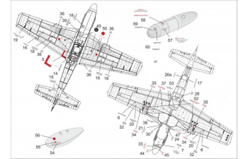 Декаль для P-51D Mustang, тех. надписи