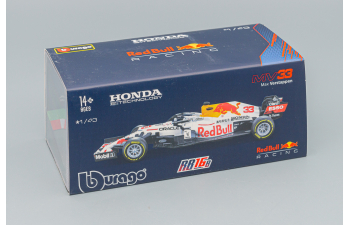 RED BULL F1 Rb16b Honda Ra620h Team Aston Martin N33 2nd Turkish Gp Max Verstappen (2021) World Champion - Con Pilota E Vetrina - With Pilot And Showcase, White Yellow Red