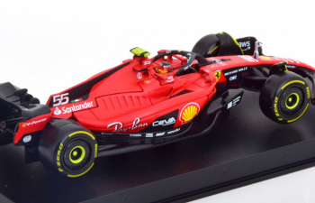 FERRARI F1 Sf-23 Team Scuderia Ferrari №55 Season (2023) Carlos Sainz - With Pilot And Showcase - Exclusive Carmodel, Red Black