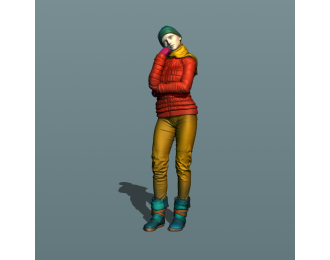 Фигурка Девушка зимой, окрашенная