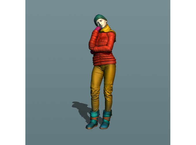 Фигурка Девушка зимой, окрашенная