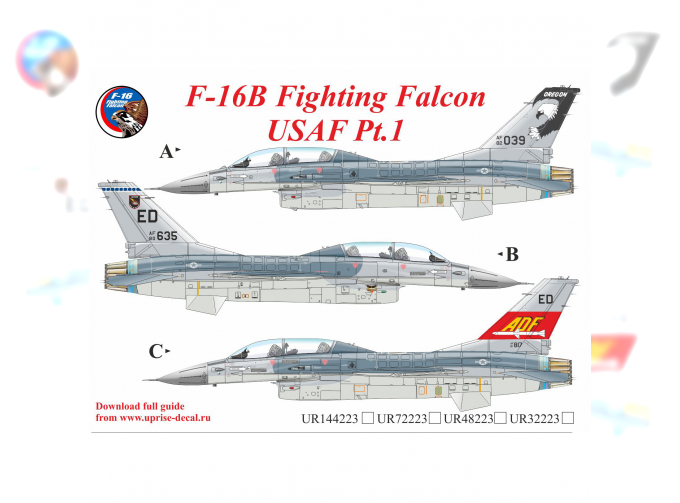 Декаль для F-16B Fighting Falcon USAF Pt.1