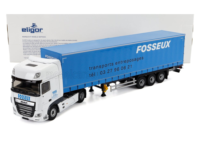 DAF Xf Euro 6 Truck Telonato Fosseux Transports (2012), White Blue