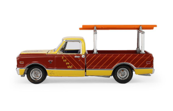 CHEVROLET C-10 with Ladder Rack, Burned Timber Builds No Homes *Smokey Bear Series 5* (1968), red / yellow