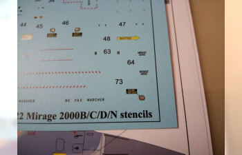 Декаль для Dassault Mirage 2000 France, тех. надписи