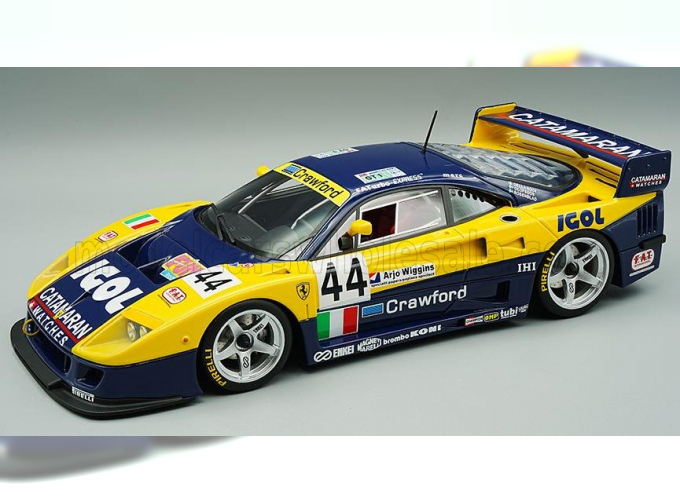 FERRARI F40 Gte 3.5l Turbo V8 Team Ennea Srl Igol №44 24h Le Mans 1996 L.della Noce - A.Olofsson - C.Rosenblad, Yellow Blue