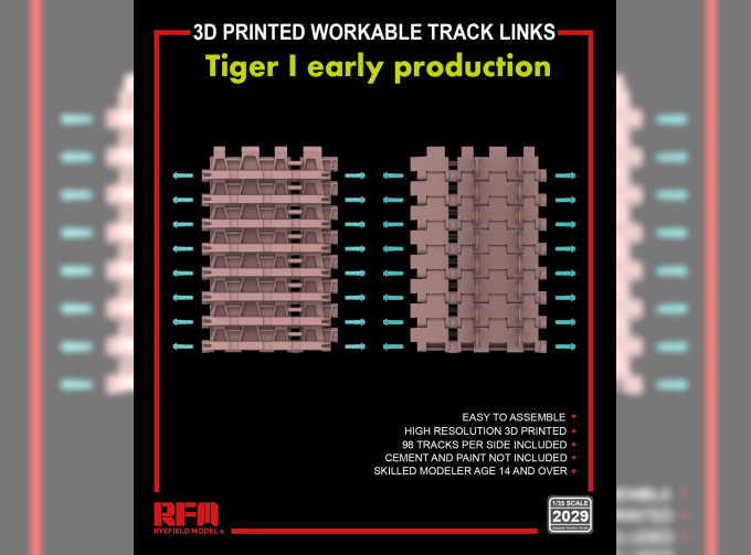 3D printed Workable track links for Tiger I early