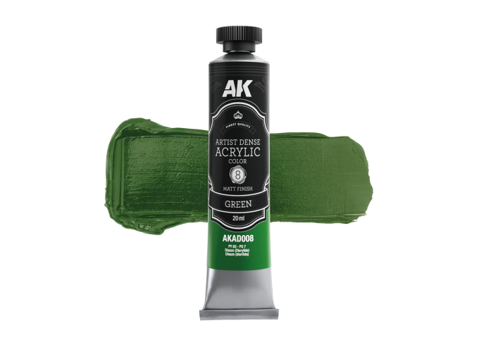 Краска акриловая ARTISTIC DENSE в тюбике - Зелёный / GREEN – ARTISTIC DENSE ACRYLIC COLOR, 20 мл