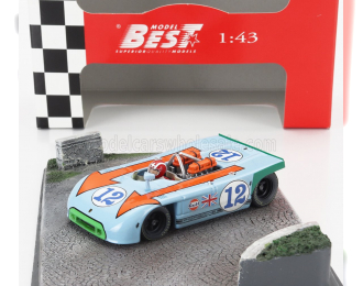 PORSCHE Diorama - 908/03 Spider №12 Targa Florio (1970) Joseph Siffert, Light Blue Orange