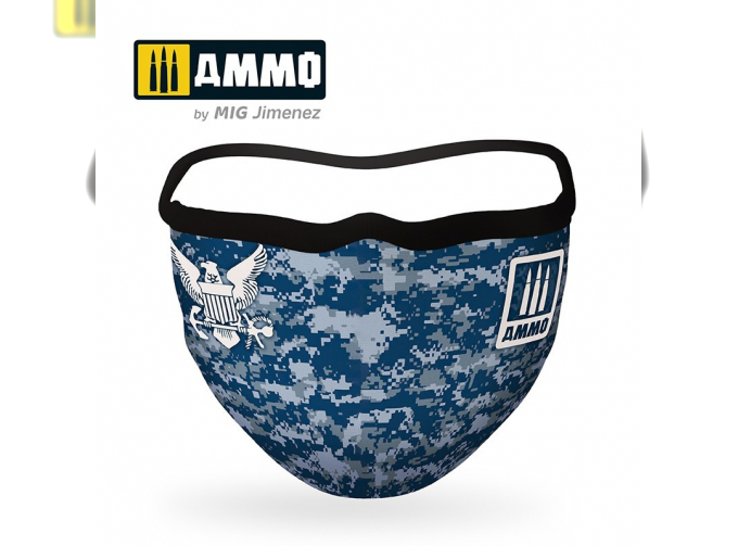 AMMO Face Mask "Navy Blue Camo" (Hygienic protective mask 100% polyester)