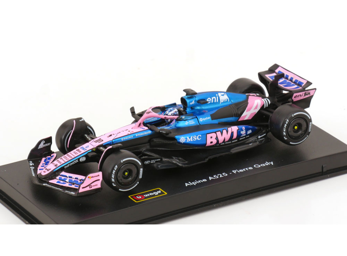ALPINE F1 A525 Team Bwt Alpine №10 Season (2025) Pierre Gasly - With Pilot And Showcase, Black Blue Pink