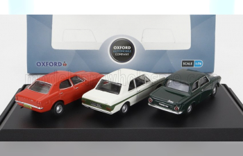 FORD Set 3x Cortina Mki (1962) - Mkii (1967) - Mkiii (1973), Green White Orange