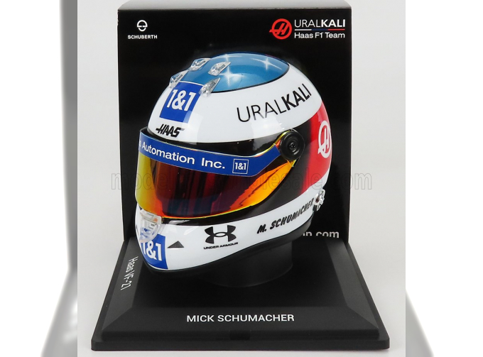 SCHUBERTH HELMET F1 Casco Helmet Team Haas Vf-21 Belgian Gp Spa (2021) Mick Schumacher, White Blue Red Yellow