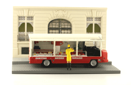 Sovam Etalmobil авто-диорама Уличный торговец с фигуркой (1966), красный с бежевым