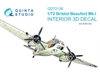 3D Декаль интерьера кабины Bristol Beaufort Mk.I (Airfix)