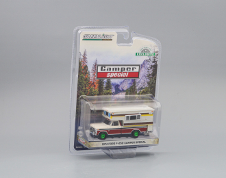 (Greenlight!) FORD F-250 Camper Special with Large Camper 1974 Candy Apple Red/White