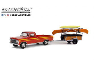 FORD F-150 Ranger Explorer с прицепом для каное и каяком (1978), Maroon with Orange Explorer Stripes