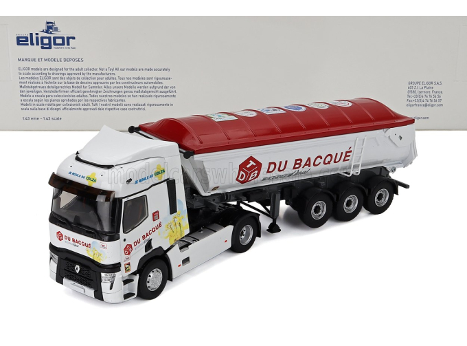 RENAULT T480 Truck Cassone Ribaltabile Du Bacque Transports (2021), White Red