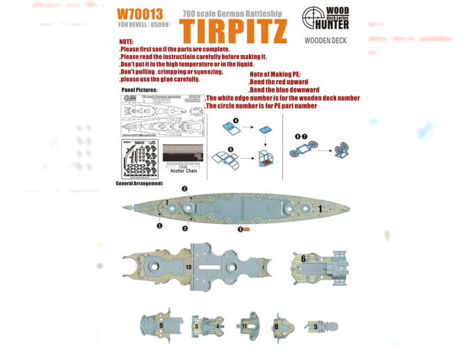 German Battleship Tirpitz Wooden Deck