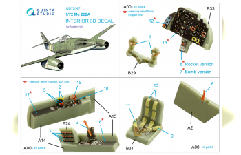 3D Декаль интерьера кабины Me-262A (Academy)