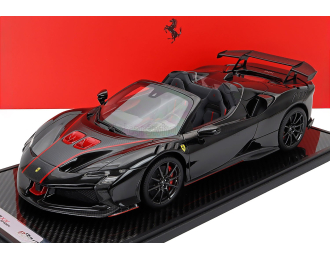 FERRARI Sf90 Xx Stradale Spider (2024) - Con Vetrina - With Showcase, Nero Daytona - Red Carbon Black
