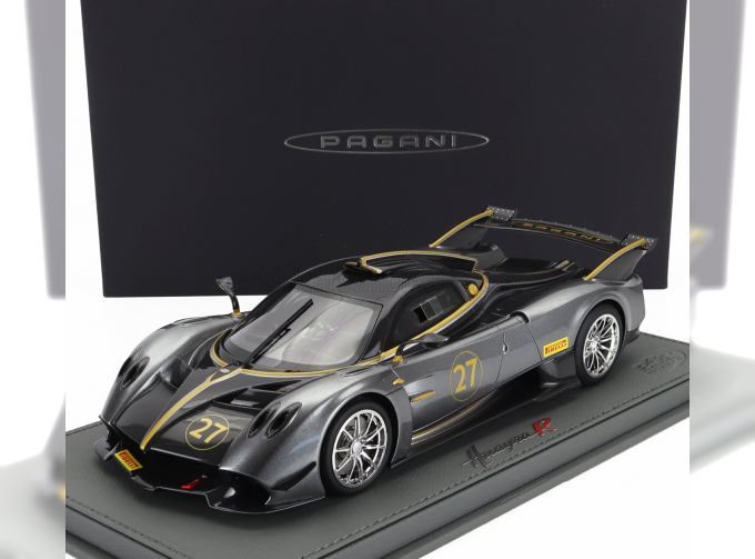 PAGANI Huayra R №27 2021 - Con Vetrina - With Showcase, 2 Tone Grey Met