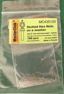 Корончатая гайка с шайбой (0,5 мм; установочное отверстие 0,4 мм)