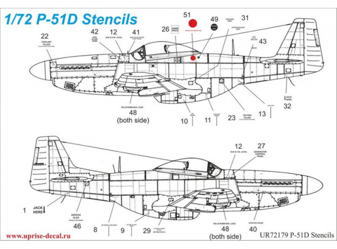 Декаль P-51 Mustang stencils