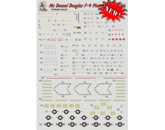 Декаль F-4 Phantom Technical stencils Dry decal