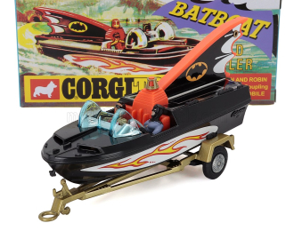 BATMAN Batboat + Trailer With Batman And Robin, Black