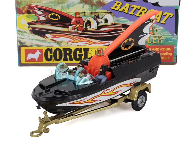 BATMAN Batboat + Trailer With Batman And Robin, Black