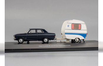 OPEL Kadett B with Сamping Trailer "Knaus Schwalbennest" (1965), blue / white