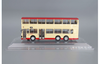 China motor bus, beige / red