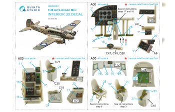 3D Декаль интерьера кабины Avro Anson Mk.I (Airfix)