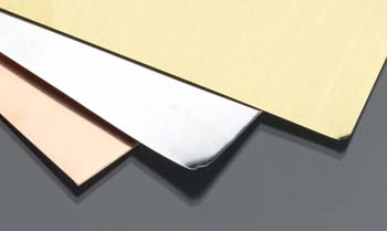 Ассортимент листов 0,13 мм, латунь, медь, алюминий, 12х18 см, 3 шт