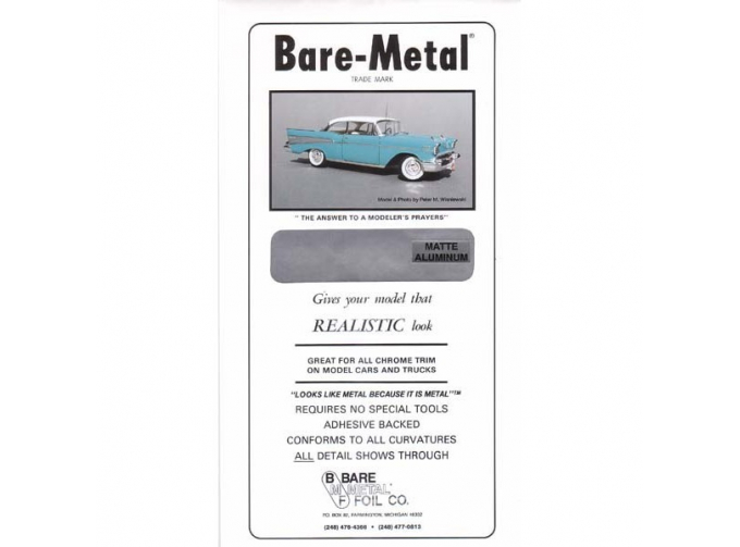 Самоклеющаяся фольга BARE-METAL 011 MATTE ALUMINUM  (матовый алюминий), 152 х 298 мм