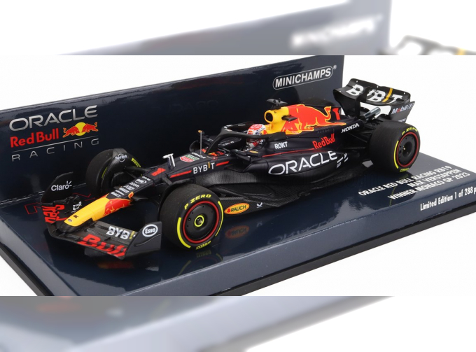 RED BULL F1 Rb19 Team Oracle Red Bull Racing №1 World Champion Winner Monaco Gp (2023) Max Verstappen, Matt Blue