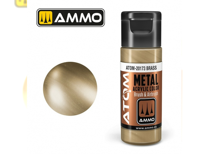 Краска акриловая ATOM COLOR METALLIC Латунь / Brass, 20мл