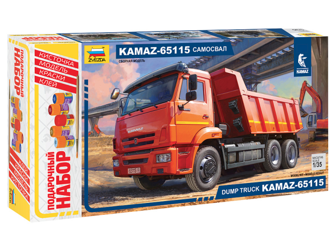 Сборная модель Самосвал КАМАЗ 65115 (подарочный набор)