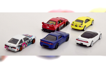 MOUNTAIN DRIFTERS SET Toyota AE86, Mitsubishi 3000 GT, Honda NSX, Nissan Skyline LB Works Toyota Celica in Container packaging