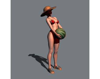 Фигура Дама с арбузом (масштаб 1:24, окрашенная)